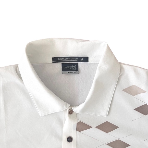 Nike Tiger Woods Golf Polo Short Sleeve Shirt White Platinum Dry Fit Mens Size M - Picture 4 of 8